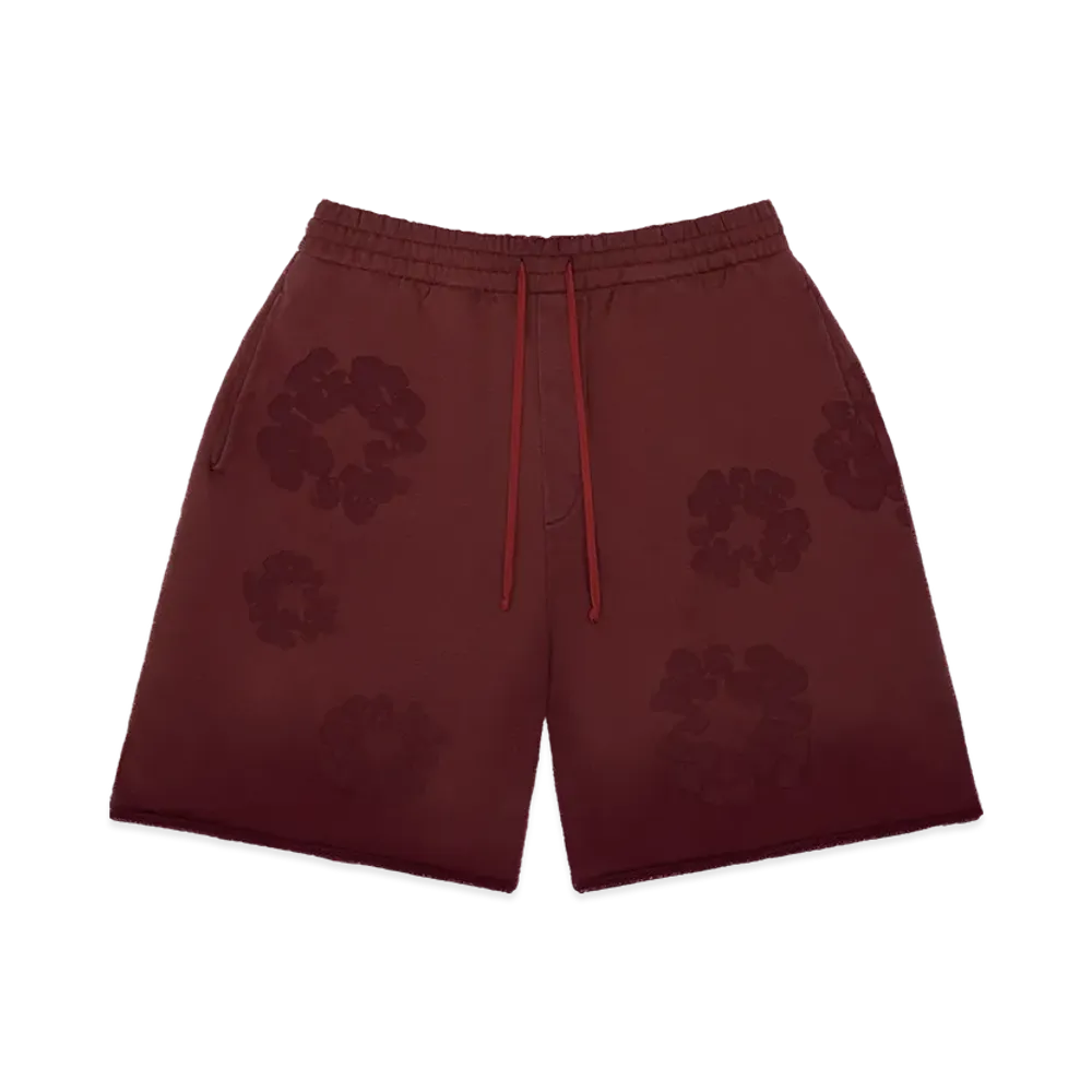 DENIM TEARS Faded Mono Cotton Wreath Sweatshorts "Beet Root"