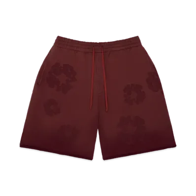 DENIM TEARS Faded Mono Cotton Wreath Sweatshorts "Beet Root"
