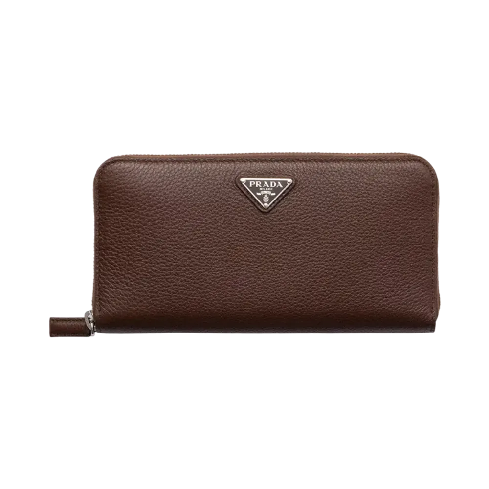 PRADA Vitello Daino Leather Wallet "Brown"