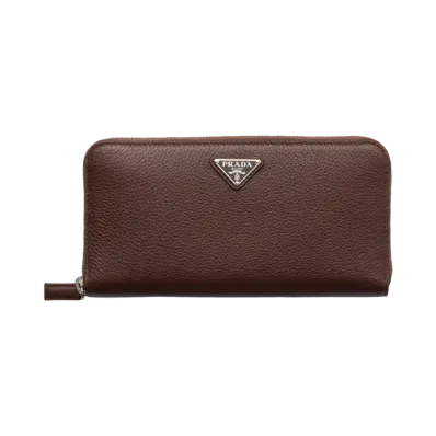 PRADA Vitello Daino Leather Wallet "Brown"