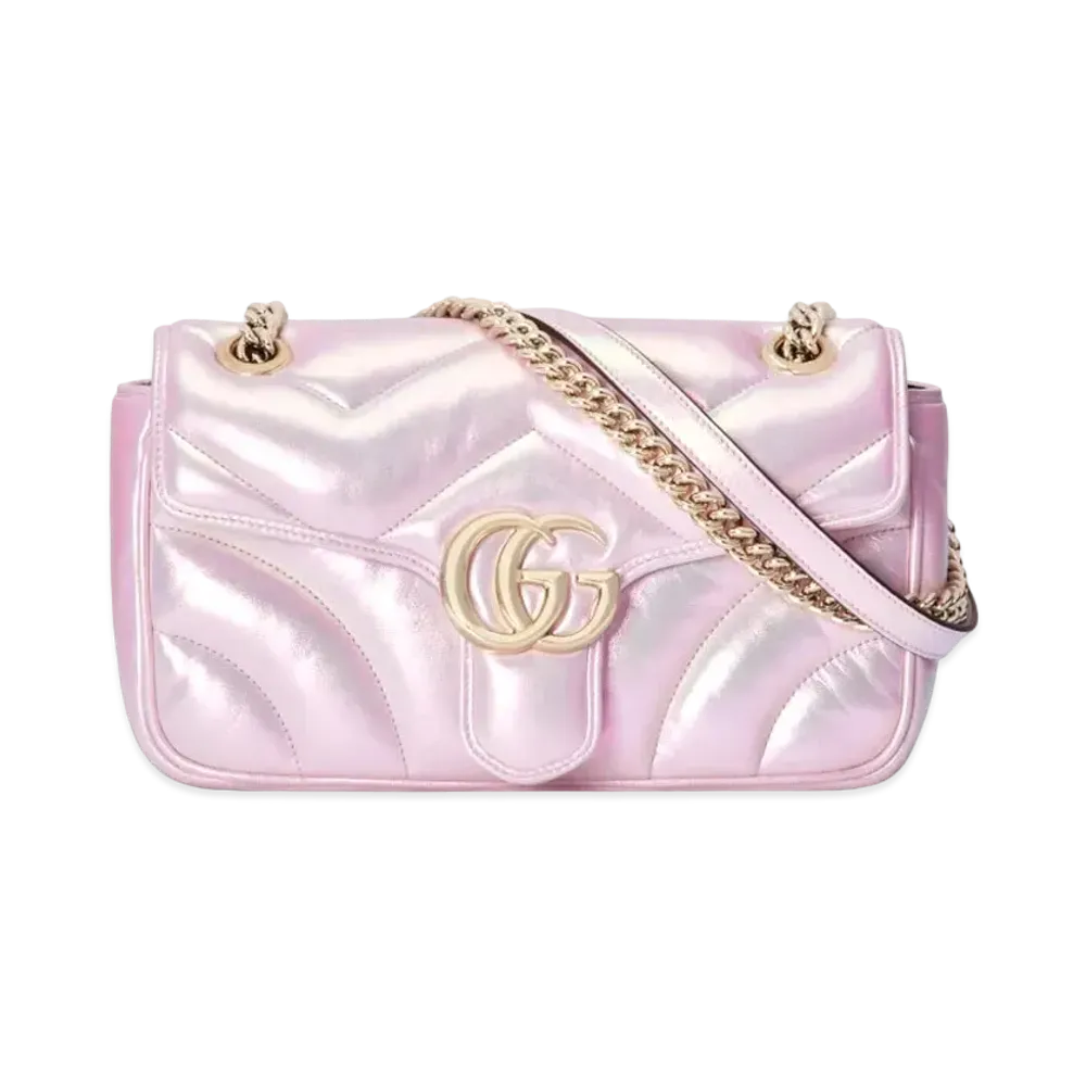 GUCCI GG Marmont Small Shoulder Bag "Pink Iridescent "