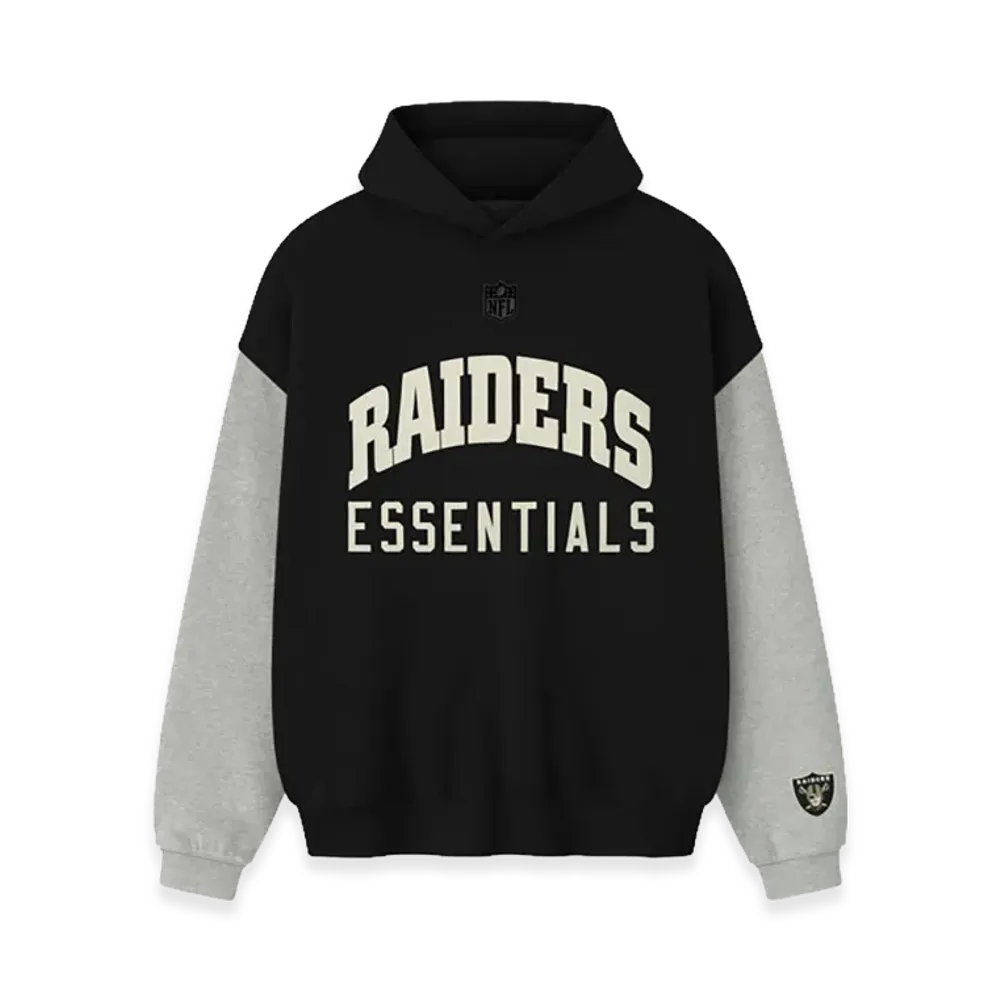 FEAR OF GOD ESSENTIALS Raiders Sport Hoodie "Black/Concrete Heather"