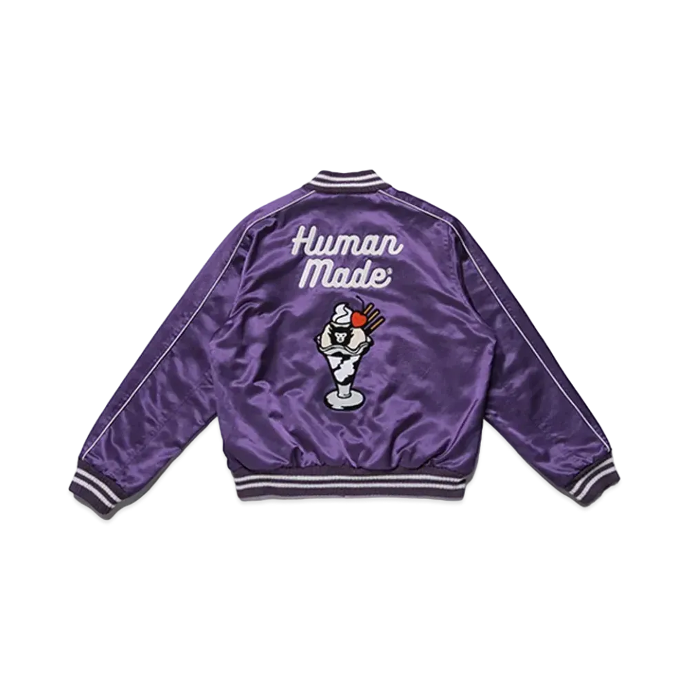 HUMAN MADE VARSITY SATIN JACKET "Purple"