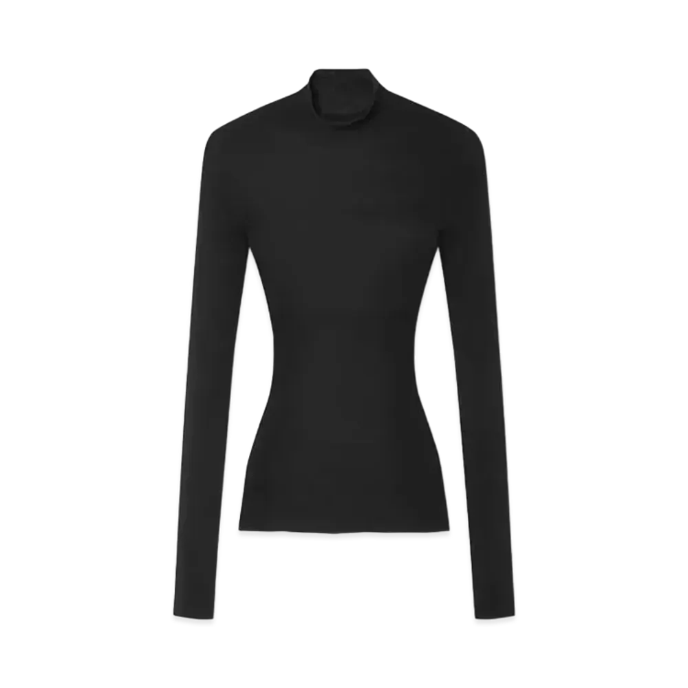 Versace Merino Wool Fitted Ribbed Knit Top "Black"