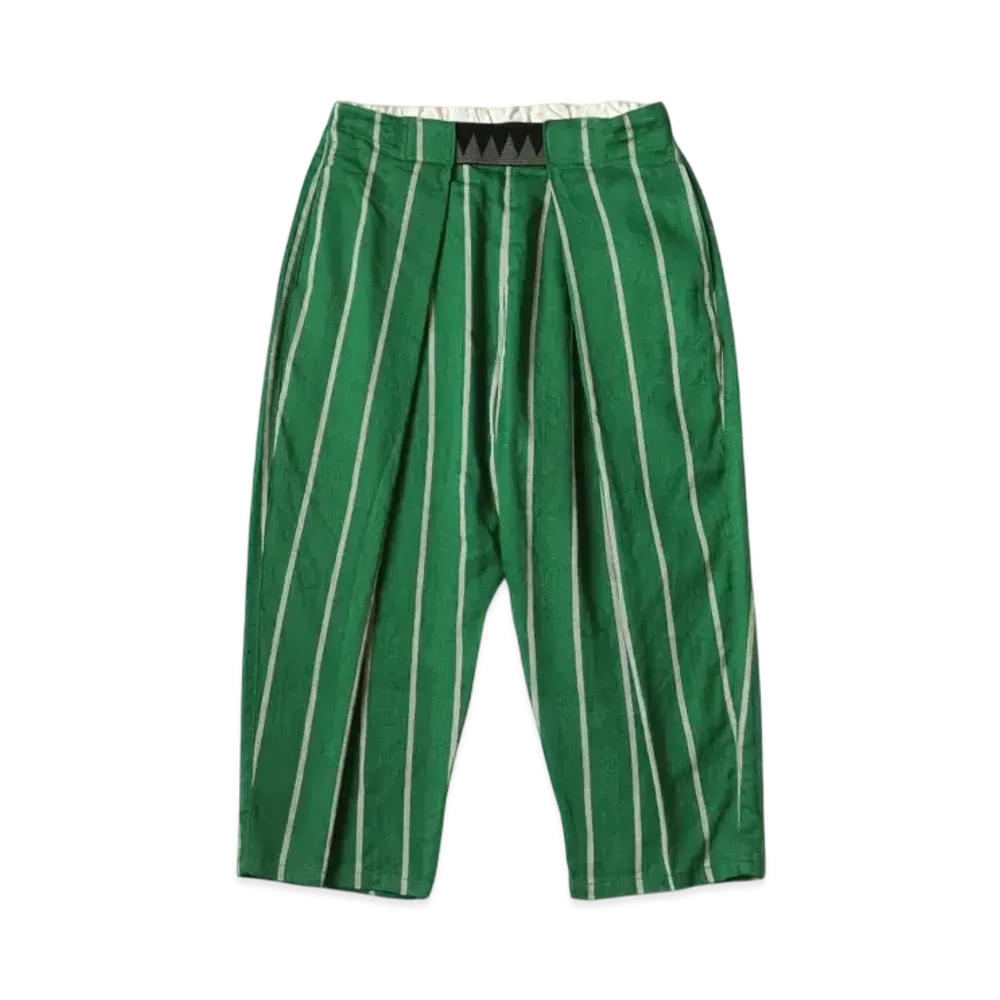 KAPITAL Linen Phillies Stripes Easy Beach Pants "Green"