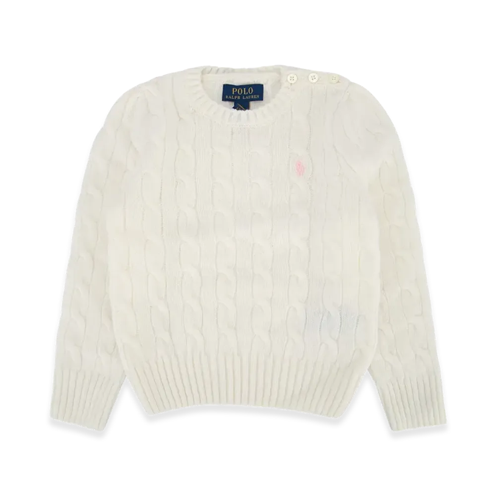 Polo Ralph Lauren Kids Cable Cn Sweater Pullover "White"