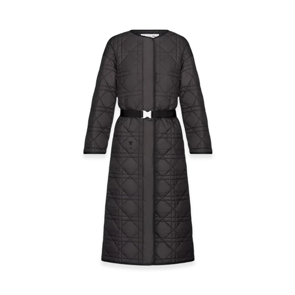 Dior Women's Macrocannage Coat Quilted Technical Taffeta "Black"