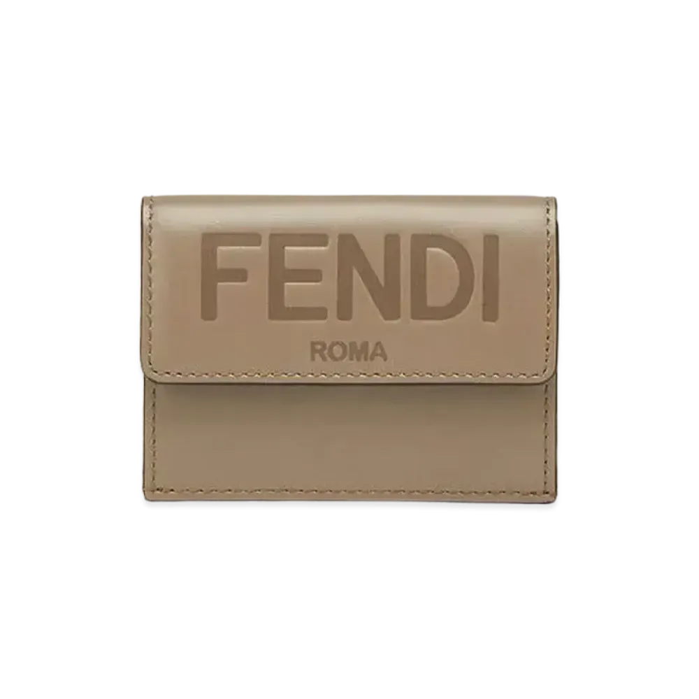 FENDI Micro Three-Fold Wallet Leather Wallet "Gray"