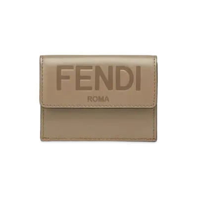 FENDI Micro Three-Fold Wallet Leather Wallet "Gray"