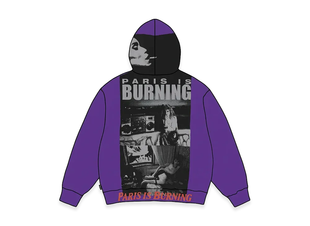 Supreme Paris is Burning Zip Up Hooded Sweatshirt "Purple"