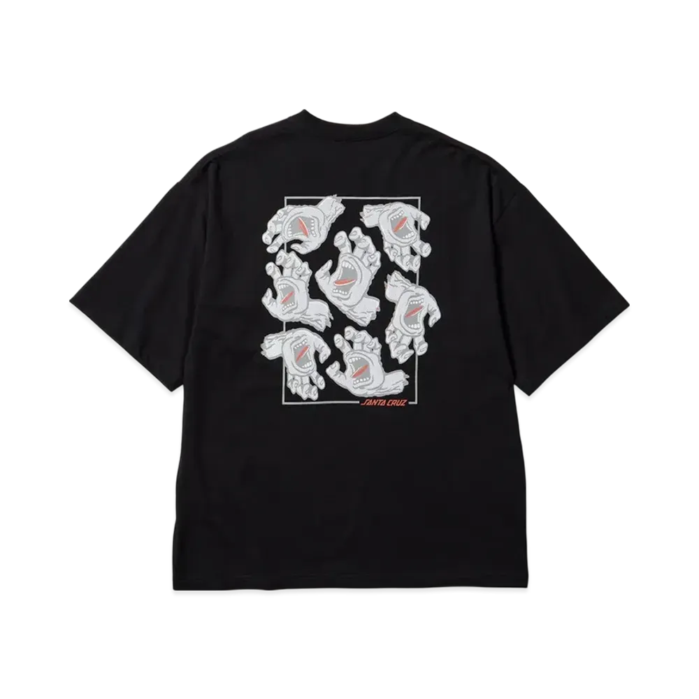 NEW ERA x SANTA CRUZ Skateboards Short Sleeve Oversized Cotton T Shirt Screaming Hands "Black"