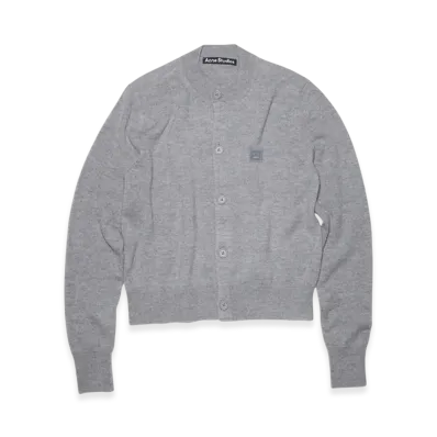 Acne Studios Keva Face Crewneck Cardigan "Grey Melange"