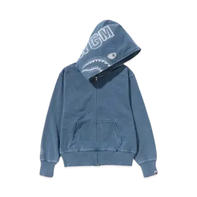 A BATHING APE Indigo Shark Full Zip Hoodie "Indigo"