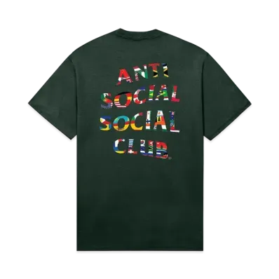 ANTI SOCIAL SOCIAL CLUB PARIS 2024 CAPSULE Flag Collage Tee "Dark Green"