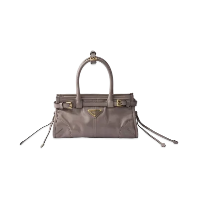 PRADA Bonnie Leather Mini Handbag "Pewter Grey"
