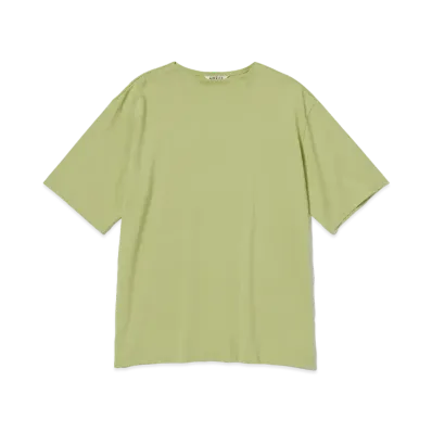 AURALEE Luster Plaiting Narrow Boat Neck Tee "Light Green"