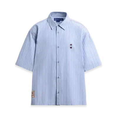 ZARA x CHAMPION Striped Shirt with Patch "Blue"