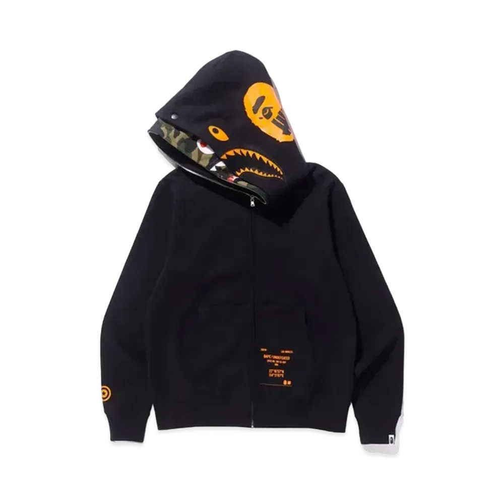 A BATHING APE / UNDEFEATED Double Shark Full Zip Hoodie "Orange"