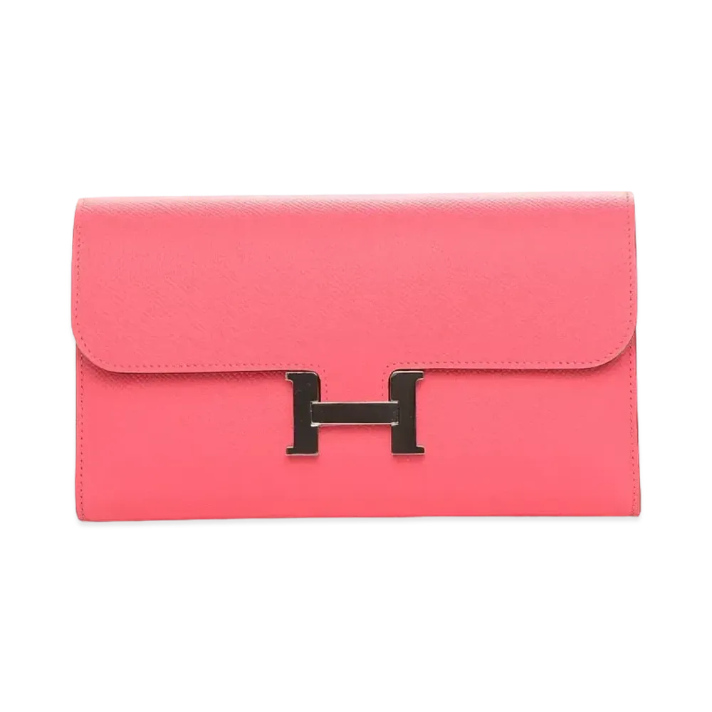 Hermes Epsom Leather Constance Long Wallet "Rose Azalee"