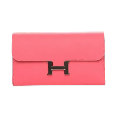 Hermes Epsom Leather Constance Long Wallet "Rose Azalee"