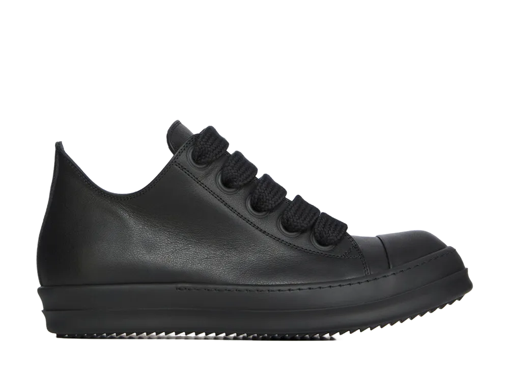 Rick Owens FW26 Tower Jumbolace Low Sneaks Full Grain Calf Leather "All Black"