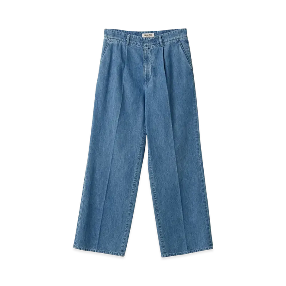 MIU MIU Women's Chambray Denim Pants Classic Fit "Sapphire Blue"