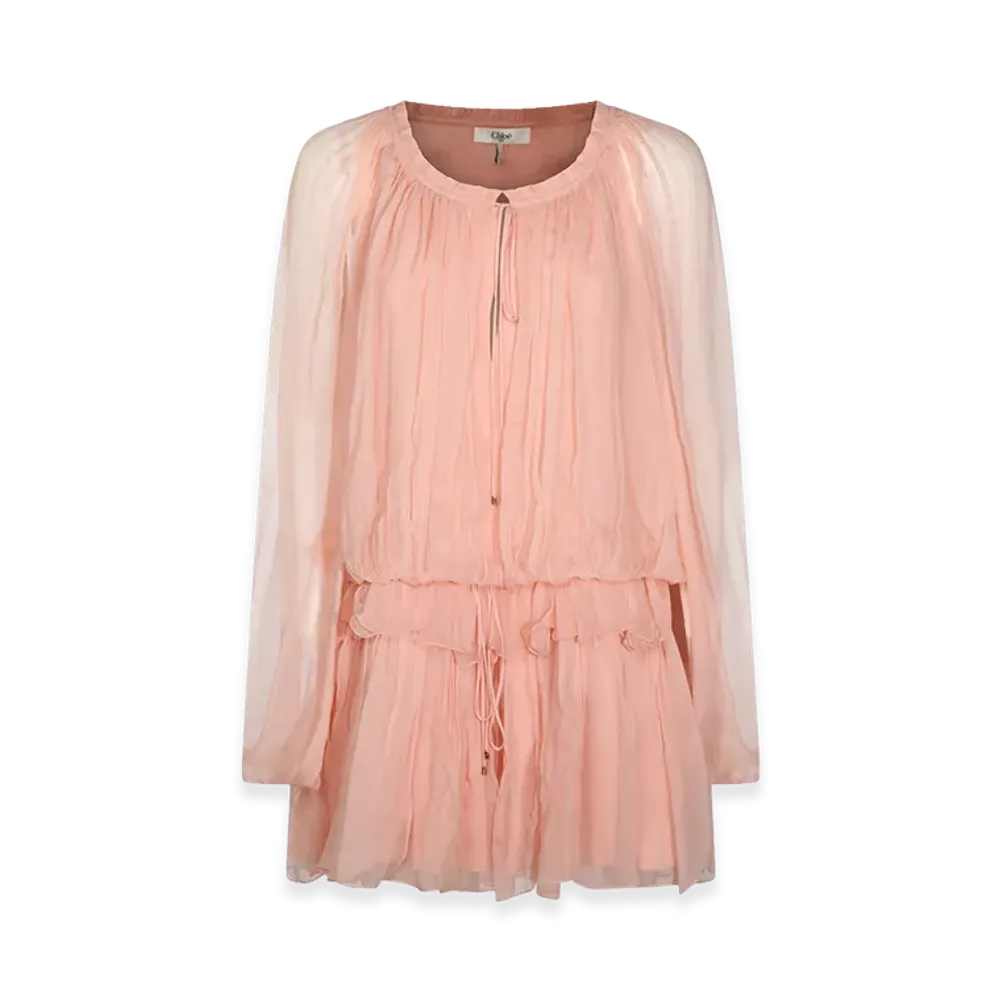 Chloe Women's Silk Mini Dress "Pink"