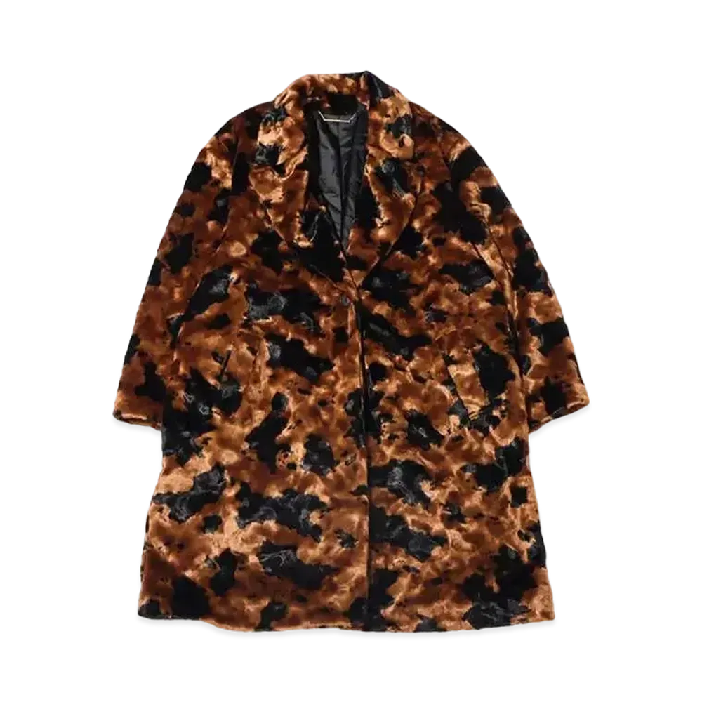 atmos pink Cow Pattern Fur Coat "Brown"