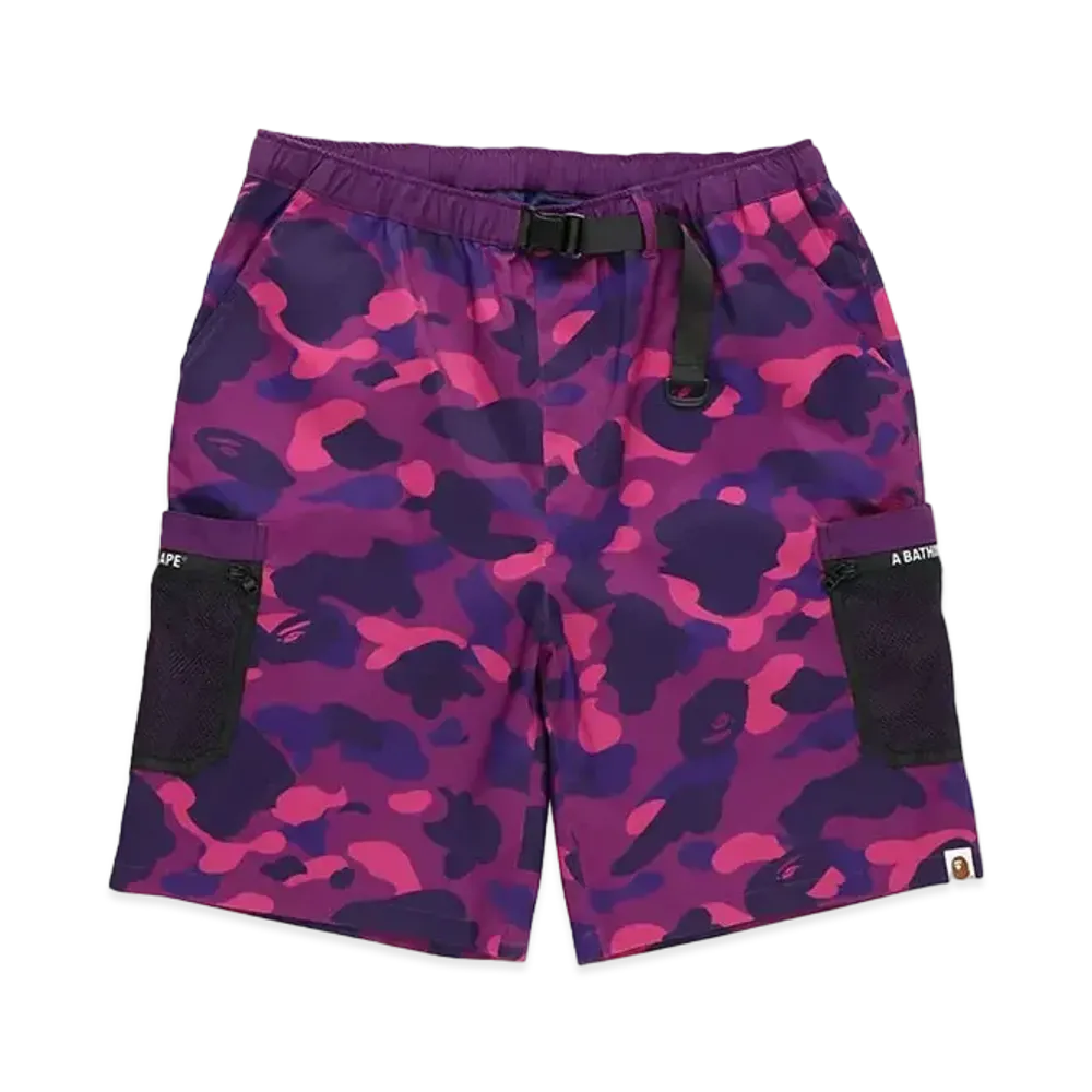 A BATHING APE COLOR CAMO MESH POCKET SHORTS "Purple"