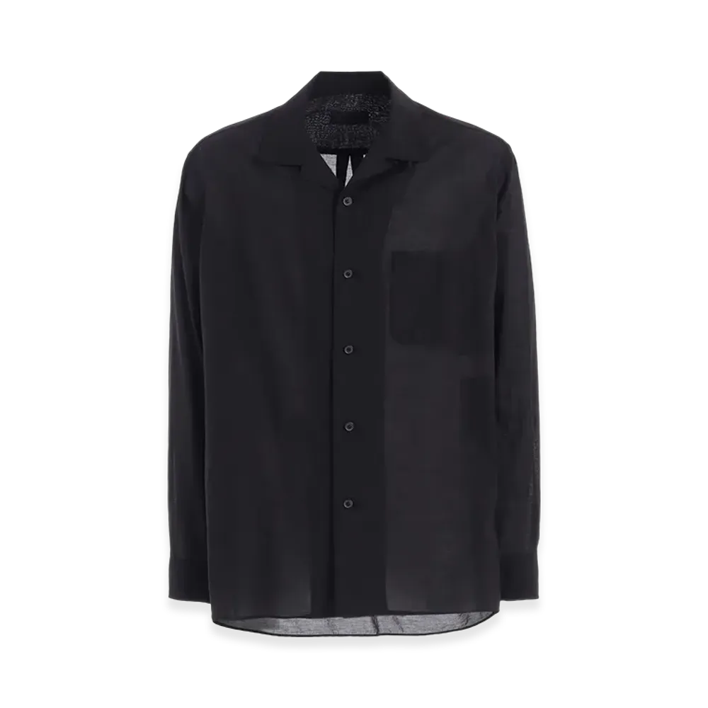 S'YTE Cotton Silk Loan Loose-Fit Open Collar Shirt "Black"