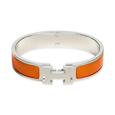 Hermes Clic H Bracelet "Palladium/Orange"