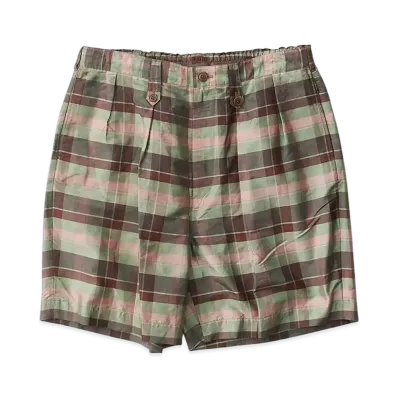 NICENESS Burnel Silk Check Gurkha Shorts "Green"