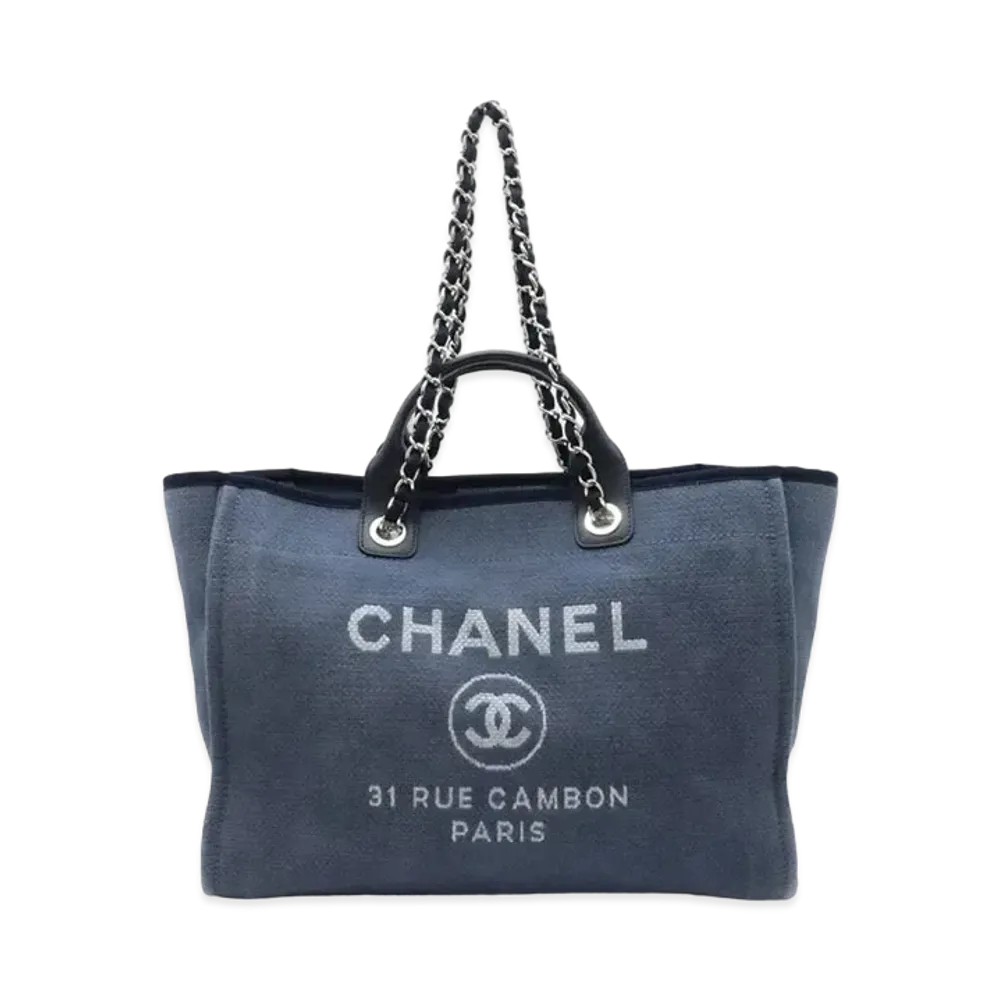 CHANEL Deauville Canvas 2WAY Tote "Navy"