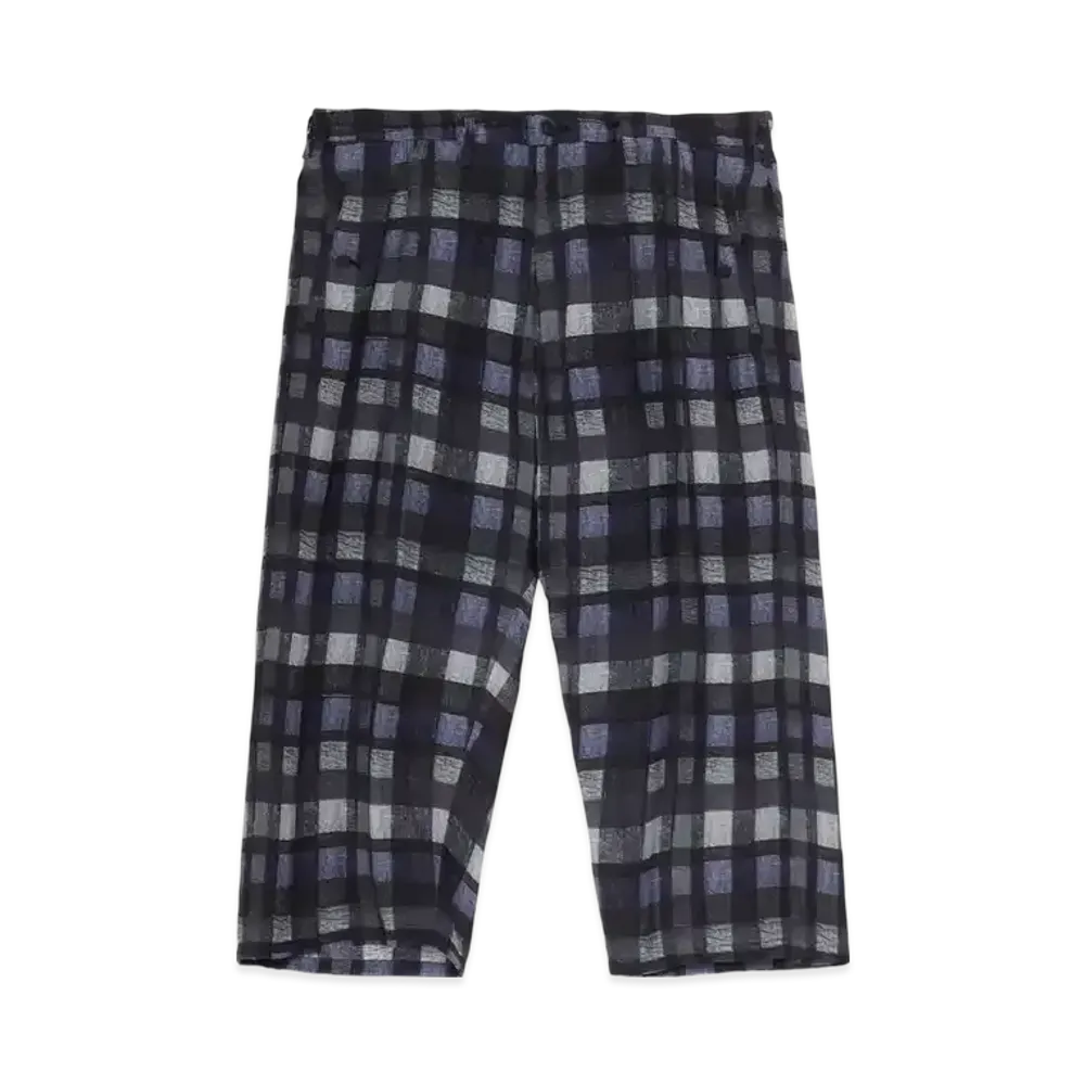 Yohji Yamamoto POUR HOMME Piece Unique/Aoyama Purple Plaid Belted Wide Pants "Purple"