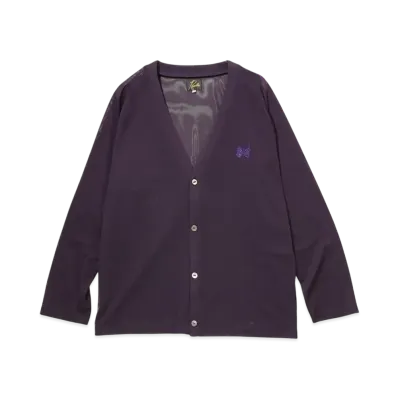 NEEDLES V Neck Cardigan Poly Mesh "Eggplant"