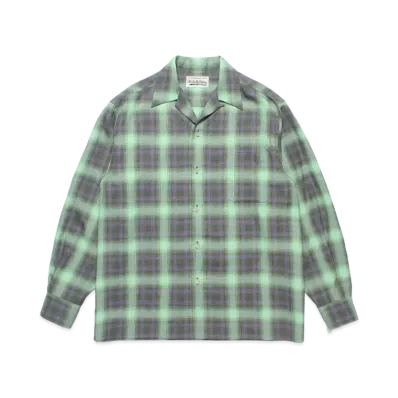 WACKO MARIA Check Open Collar Shirt "Green"