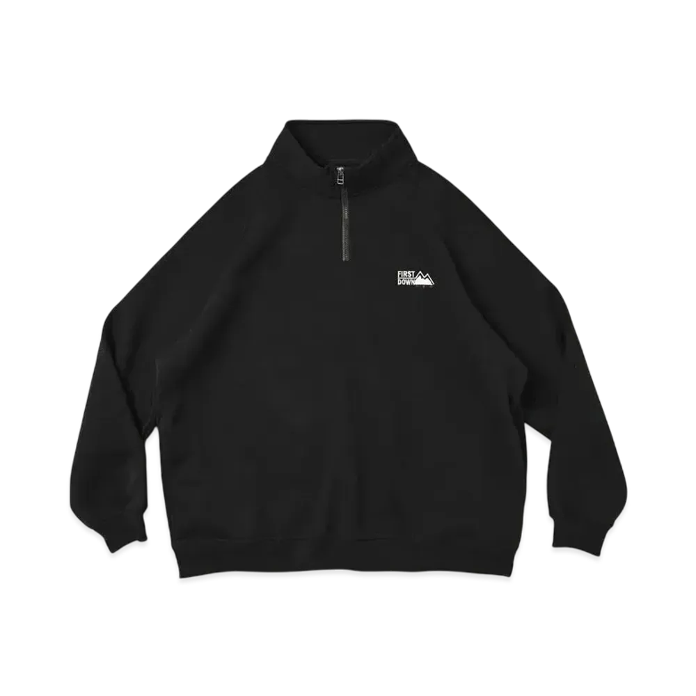 FIRST DOWN Logo Half Zip Sweat "Black"