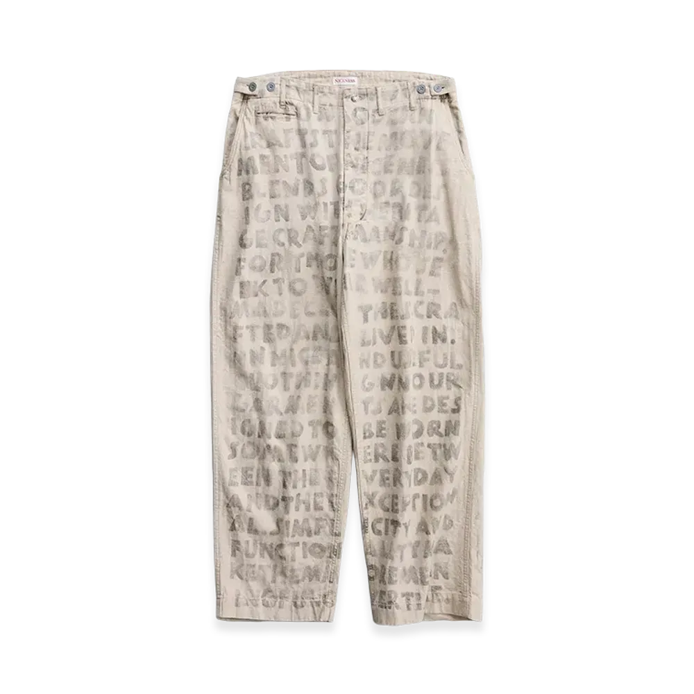 NICENESS H.Bliss Hand Stencil Utility Pants "Natural"