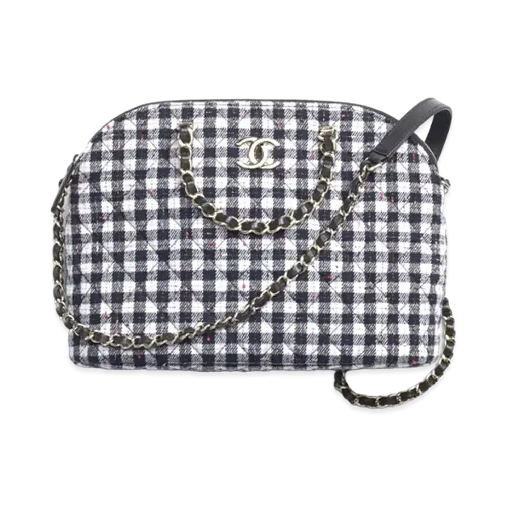 CHANEL Small Tote Wool Tweed & Gold-Tone Metal "Navy Blue/White/Orange/Pink"