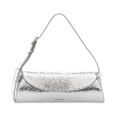 Jil Sander Women's Leather Cannolo Crossbody Bag "Silver"