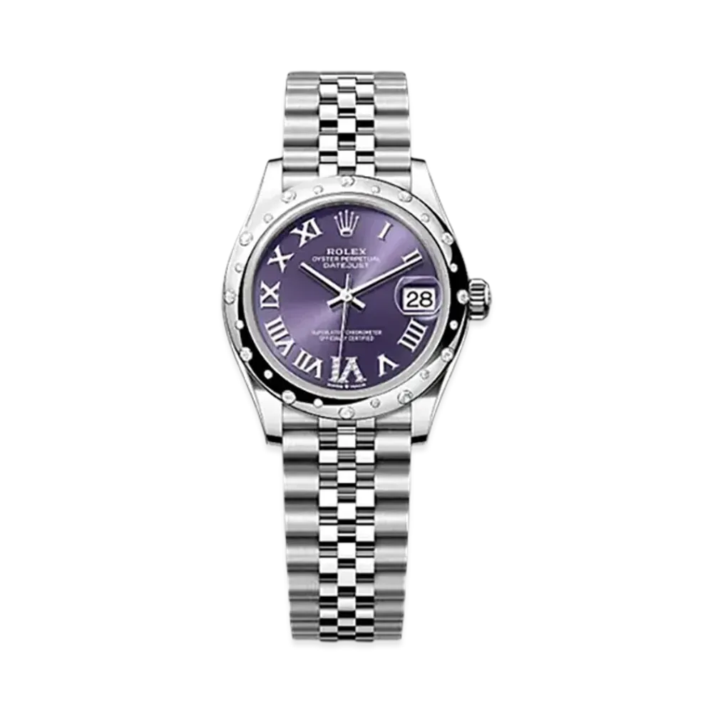 ROLEX Datejust 31mm Oystersteel & White Gold Diamond 278344RBR "Aubergine"