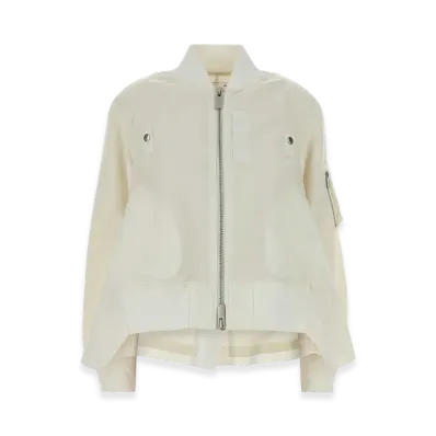 sacai Women's Nylon Bomber Jacket "Ivory"