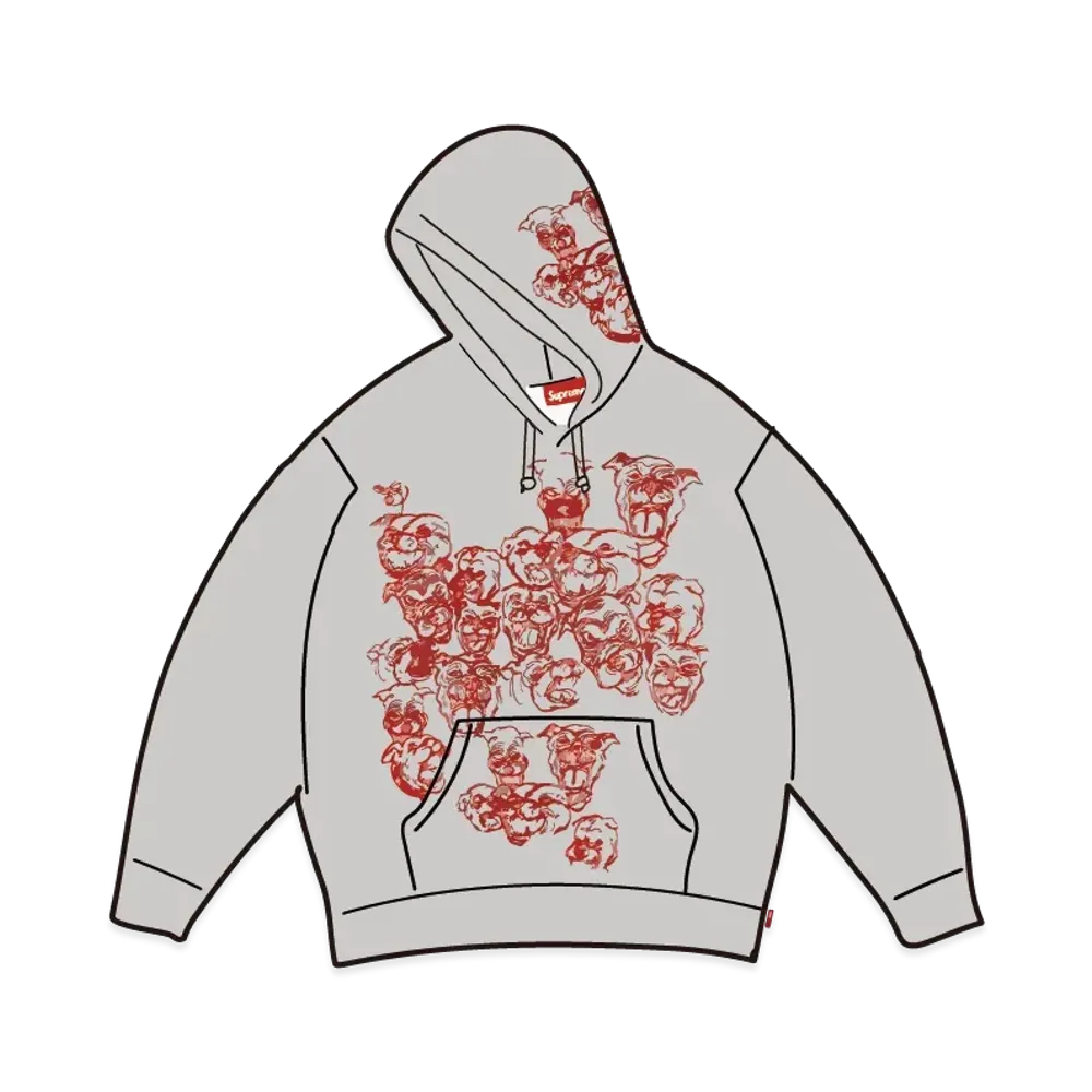 Supreme Pitbulls Embroidered Hooded Sweatshirt "Heather Grey"