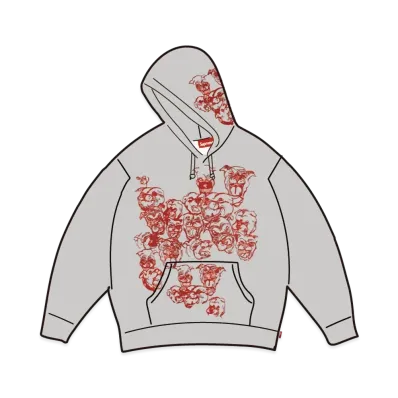 Supreme Pitbulls Embroidered Hooded Sweatshirt "Heather Grey"