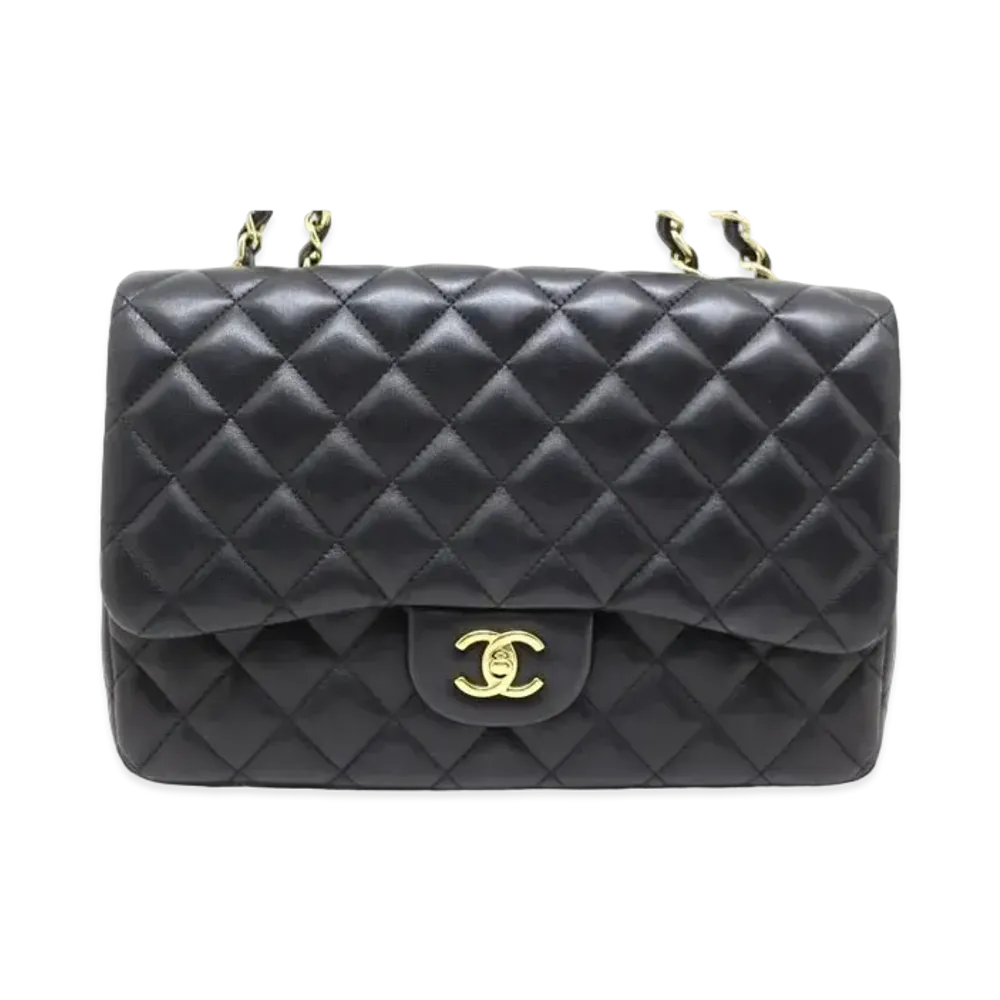 CHANEL Deca Matelasse Classic Single Flap Jumbo Lambskin "Black/Gold"