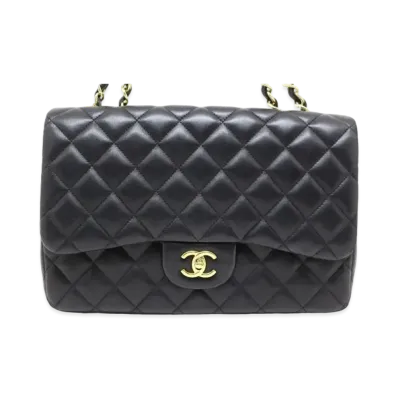 CHANEL Deca Matelasse Classic Single Flap Jumbo Lambskin "Black/Gold"