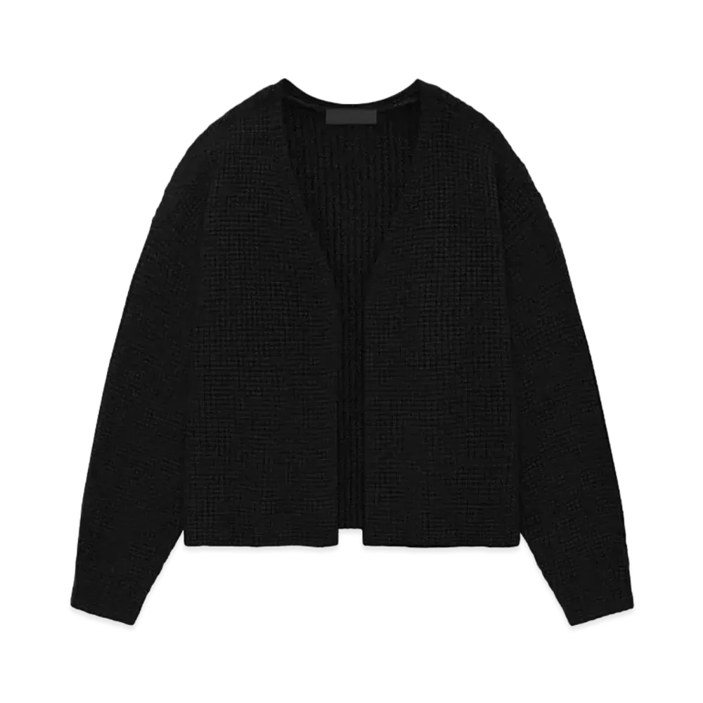 FEAR OF GOD ESSENTIALS Heavy Waffle Cardigan "Black"