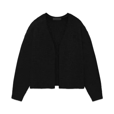 FEAR OF GOD ESSENTIALS Heavy Waffle Cardigan "Black"