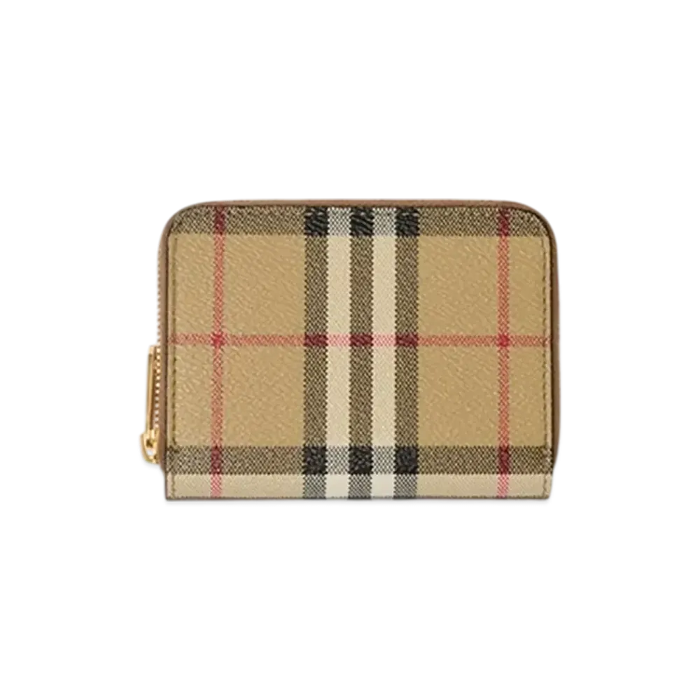 Burberry Small Check Zip Wallet "Archive Beige/Briar Brown"