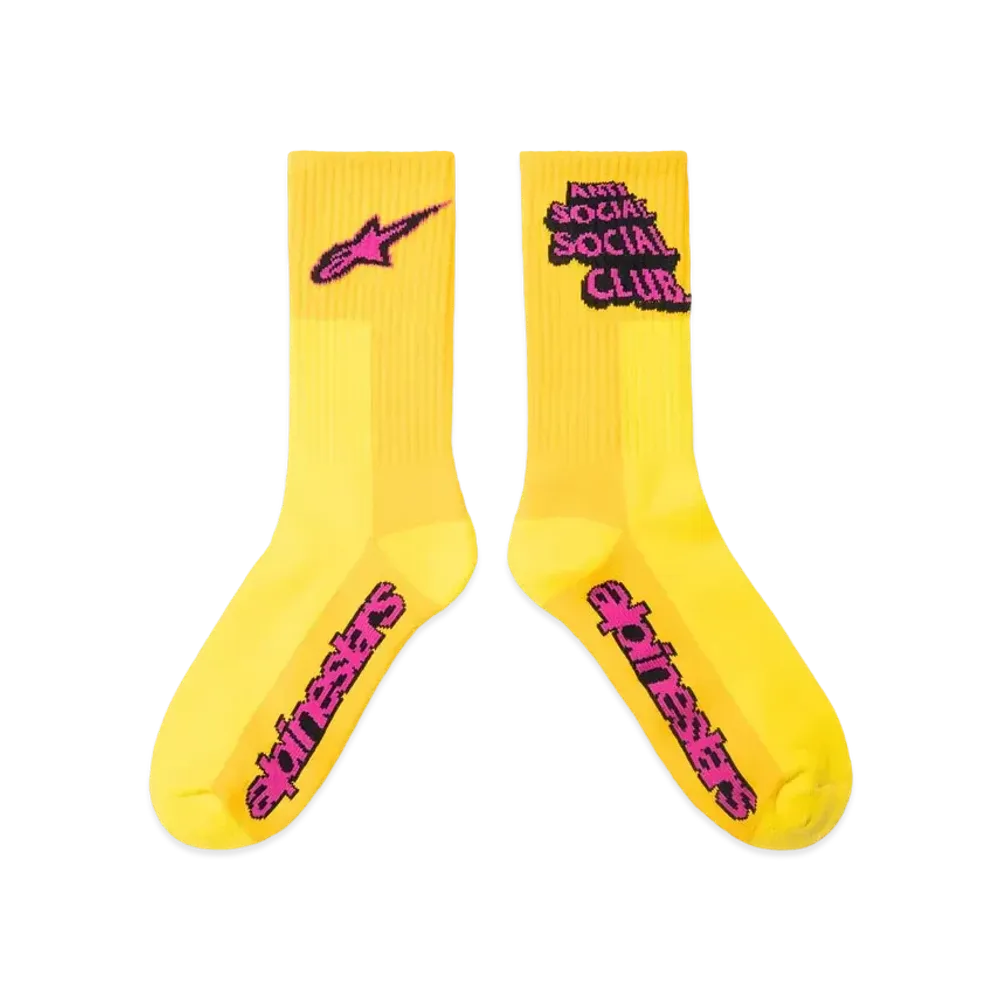 ANTI SOCIAL SOCIAL CLUB x Alpine Stars Yellow Moto Socks "Yellow"